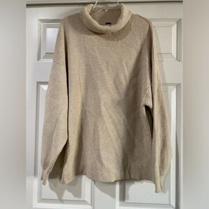 Free People Softly Structured Turtleneck Sweater‎ Tunic Oatmeal Heather Size L